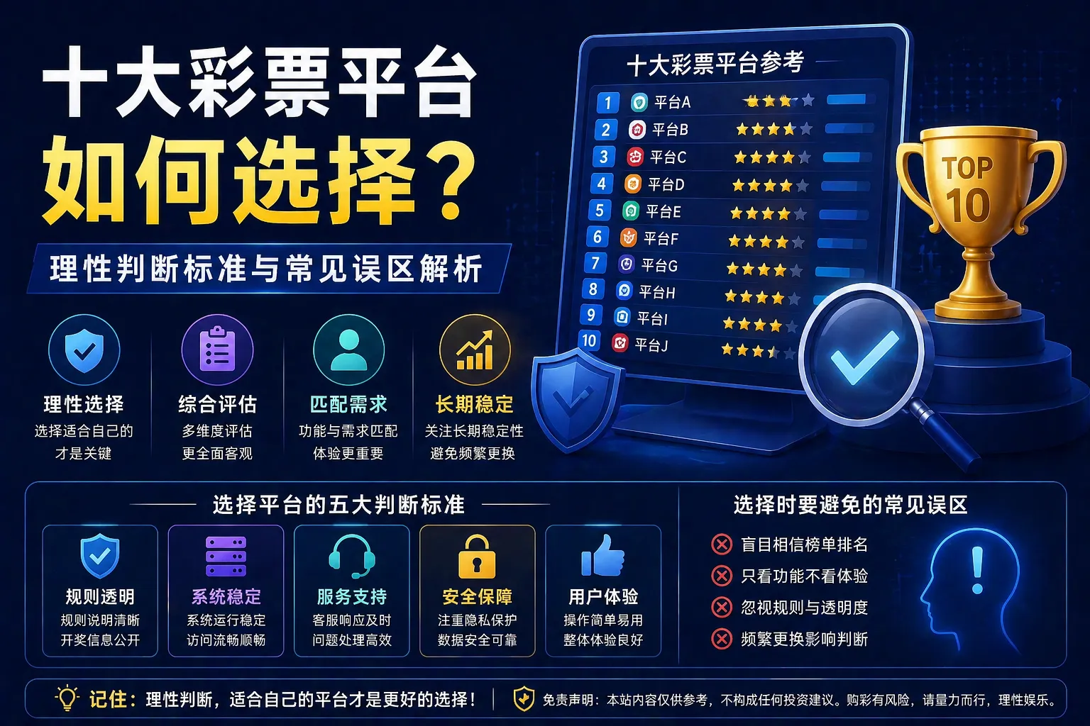 十大彩票平台如何选择 理性判断标准与常见误区解析